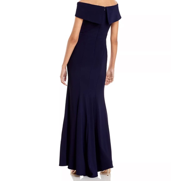 Aqua Off-The-Shoulder Gown - Navy, Size 2 - Picture 2 of 9